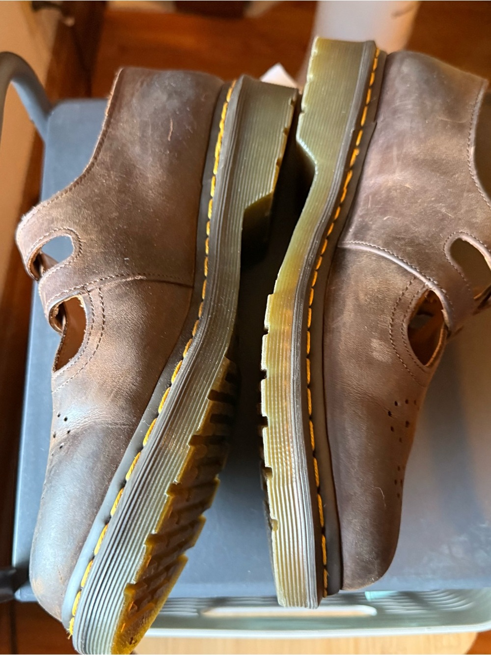 Dr. Martens Brown Leather Double-Strap Mary Jane Shoes - Picture 2 of 4